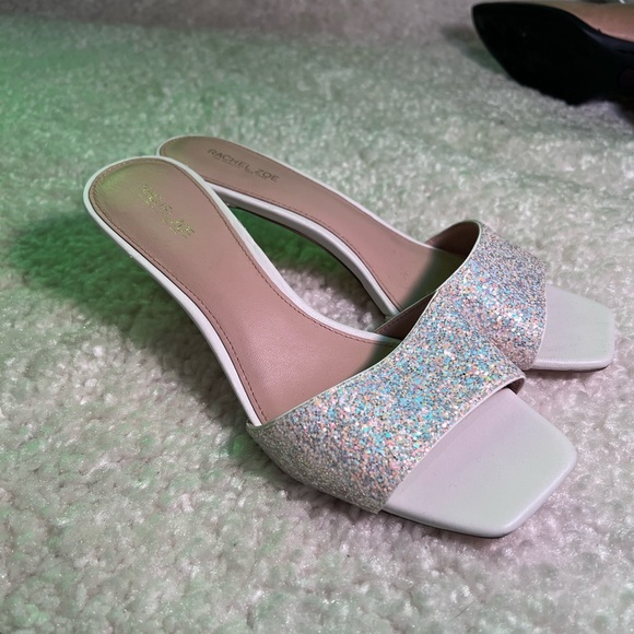 Rachel Zoe Square-Toe Holo-Glitter Strap Heel | White Size 9 - Picture 3 of 8